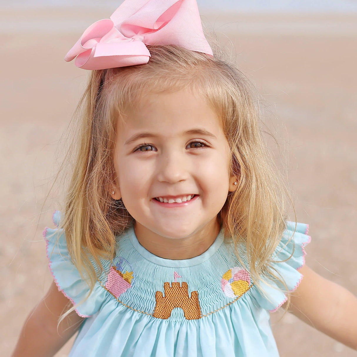 Beach Baby Mint Smocked Angel Sleeve Dress
