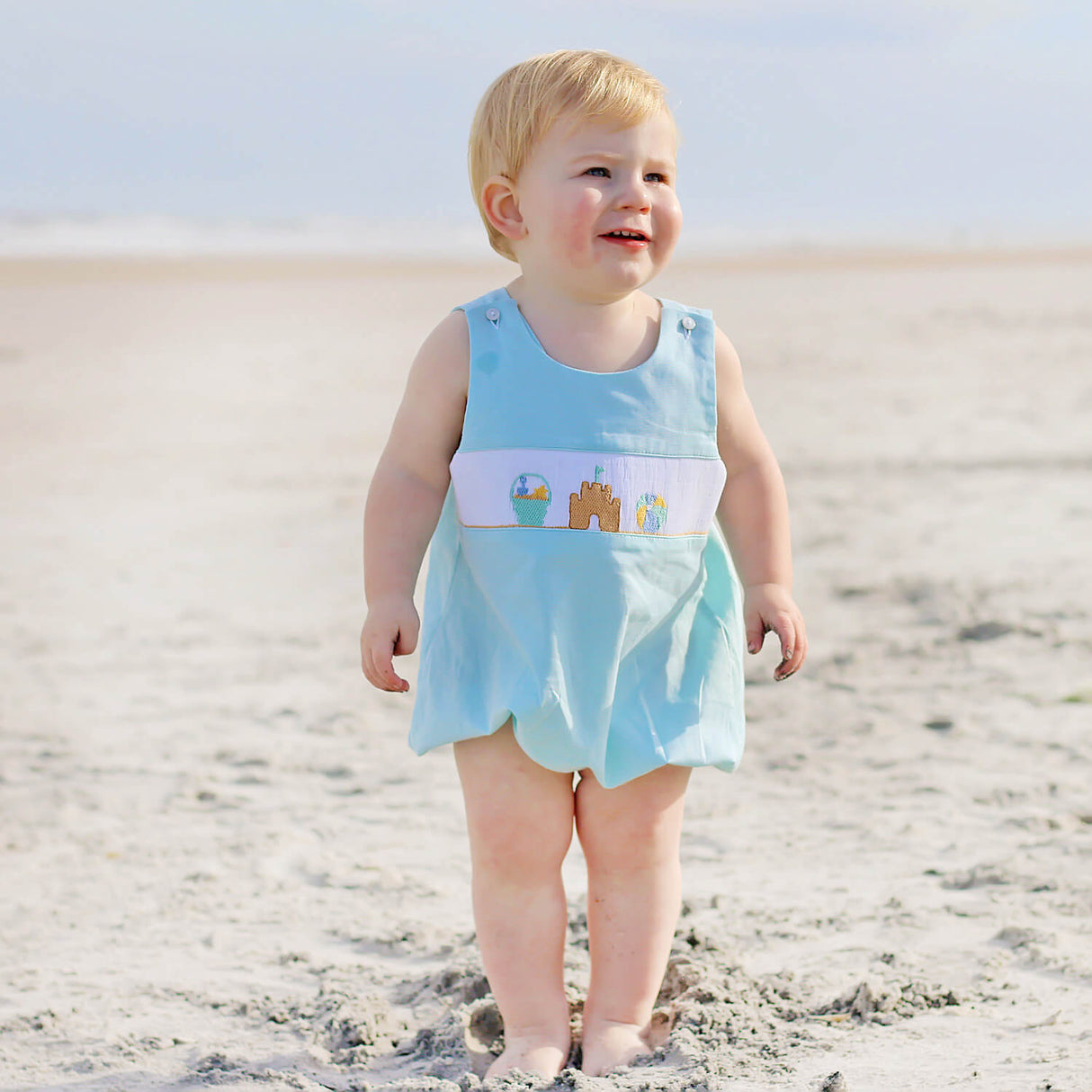 Beach Baby Mint Smocked Sun Bubble