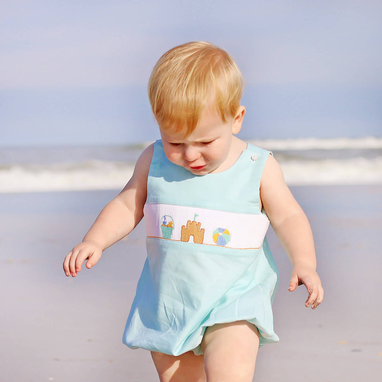 Beach Baby Mint Smocked Sun Bubble