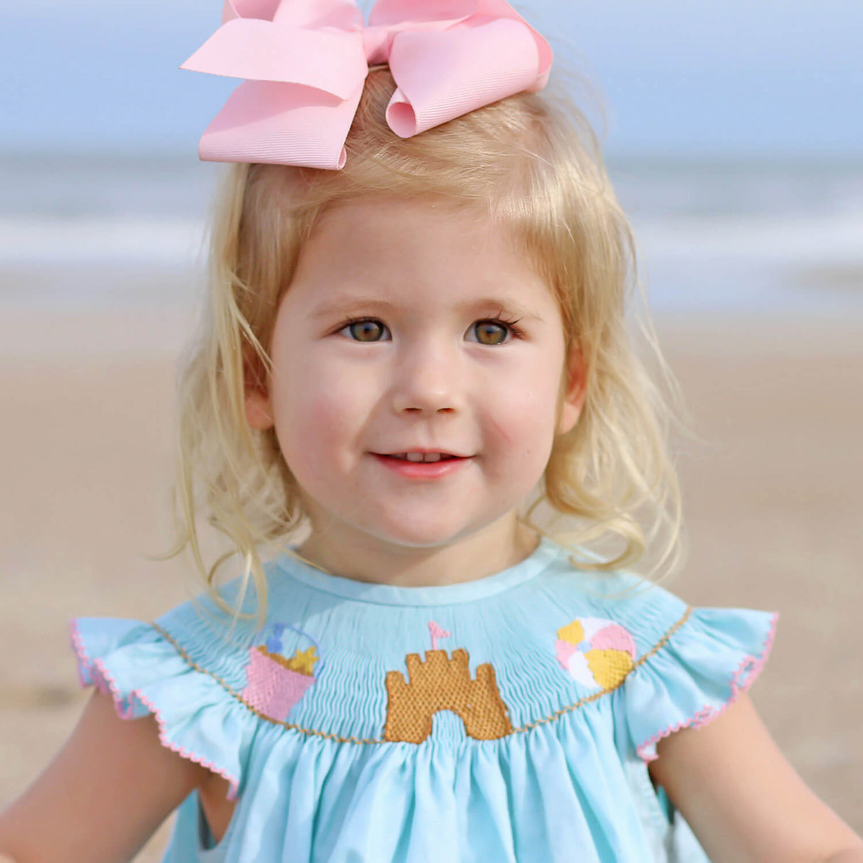 Beach Baby Mint Smocked Angel Sleeve Bubble