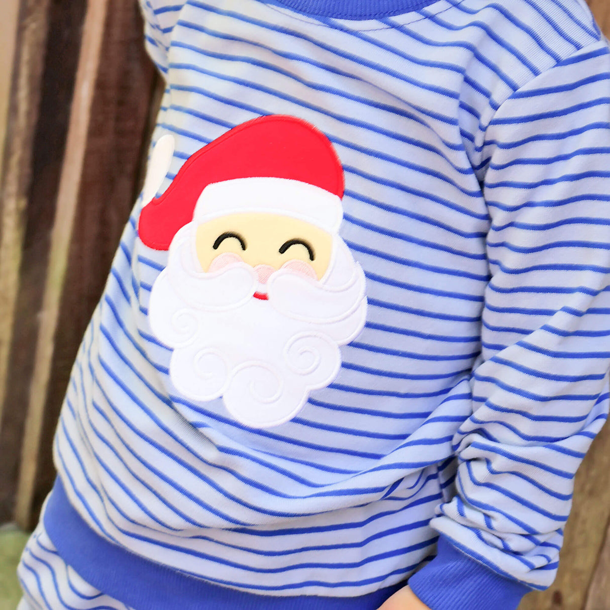 Happy Santa Blue Stripe Jogger Set