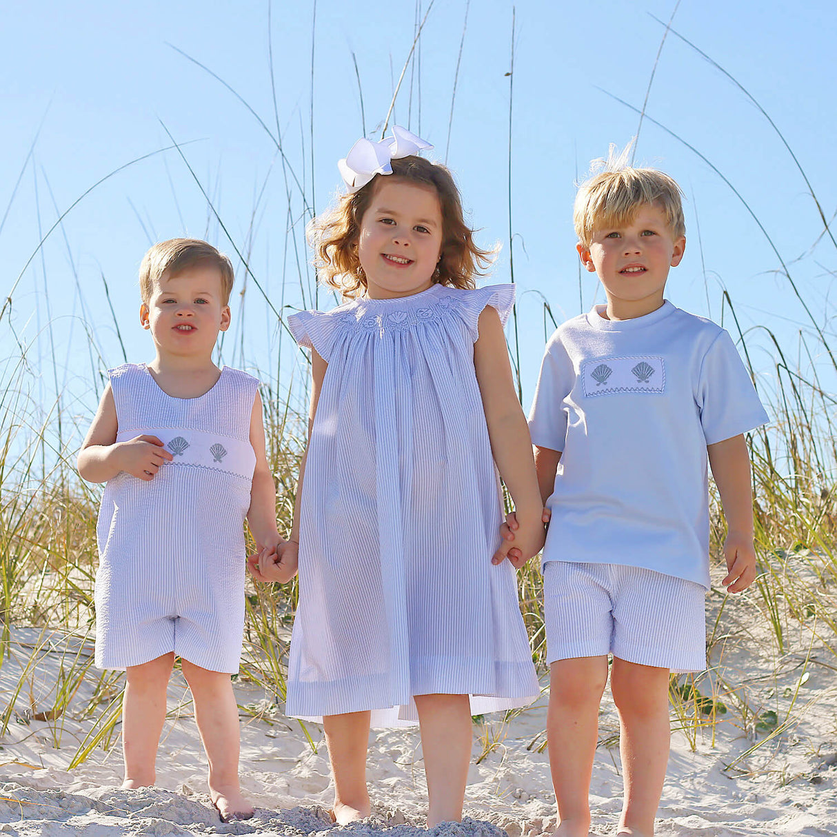 Seashell Treasure Blue Smocked Jon Jon