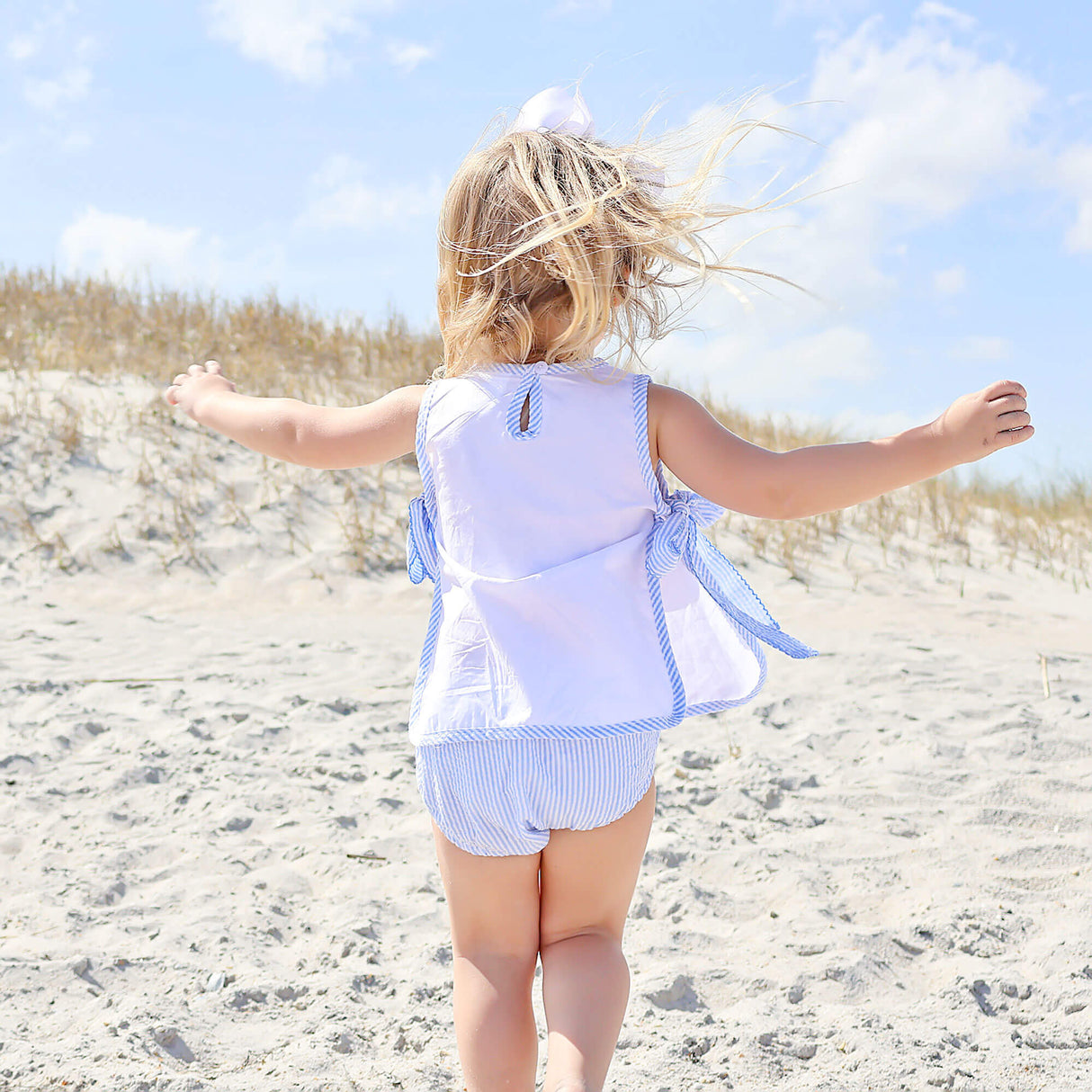 Light Blue Stripe Seersucker Popover Set