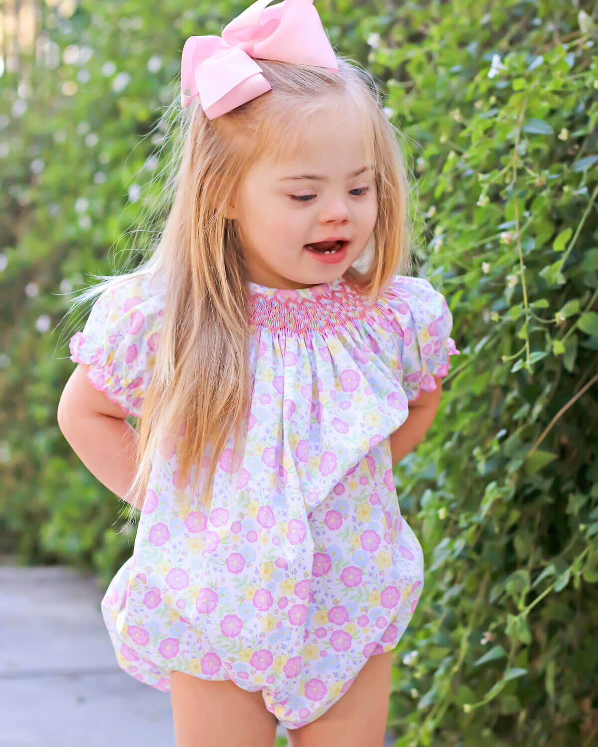 Peony Bloom Smocked Bubble