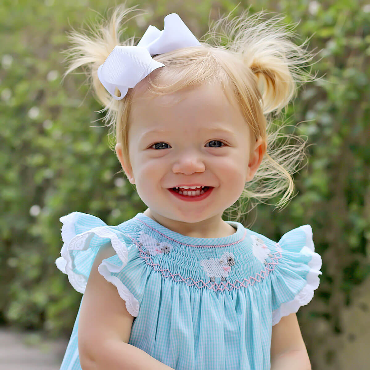 Baby Lamb Smocked Mint Bubble
