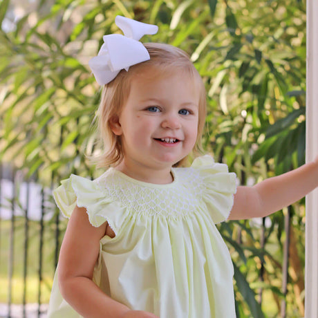 Shine Like A Pearl Yellow Smocked Bubble