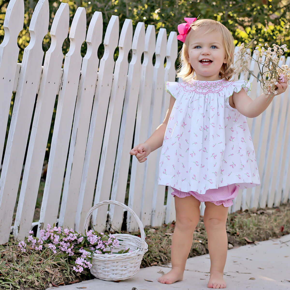 Spring Tulips Smocked Bloomer Set
