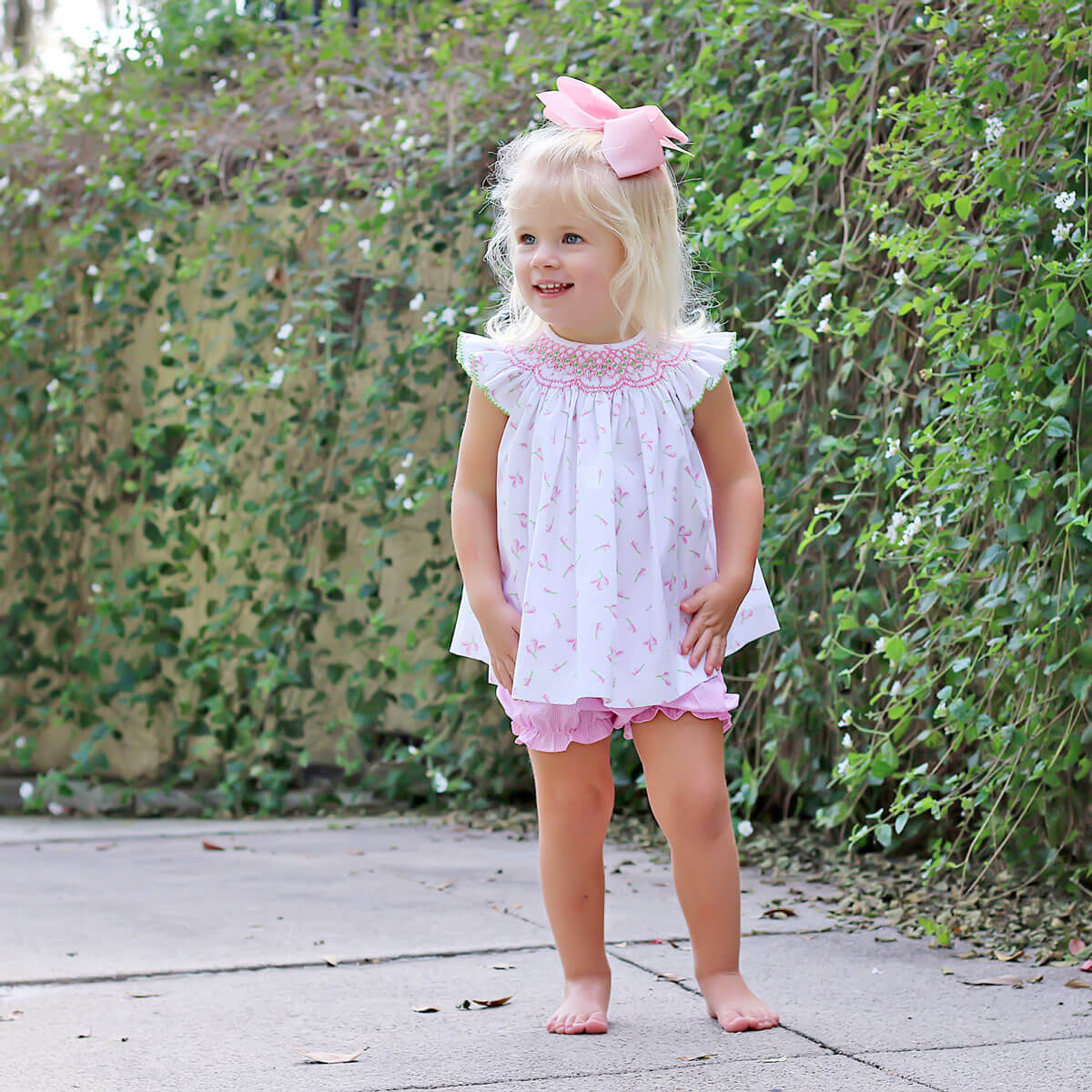 Spring Tulips Smocked Bloomer Set