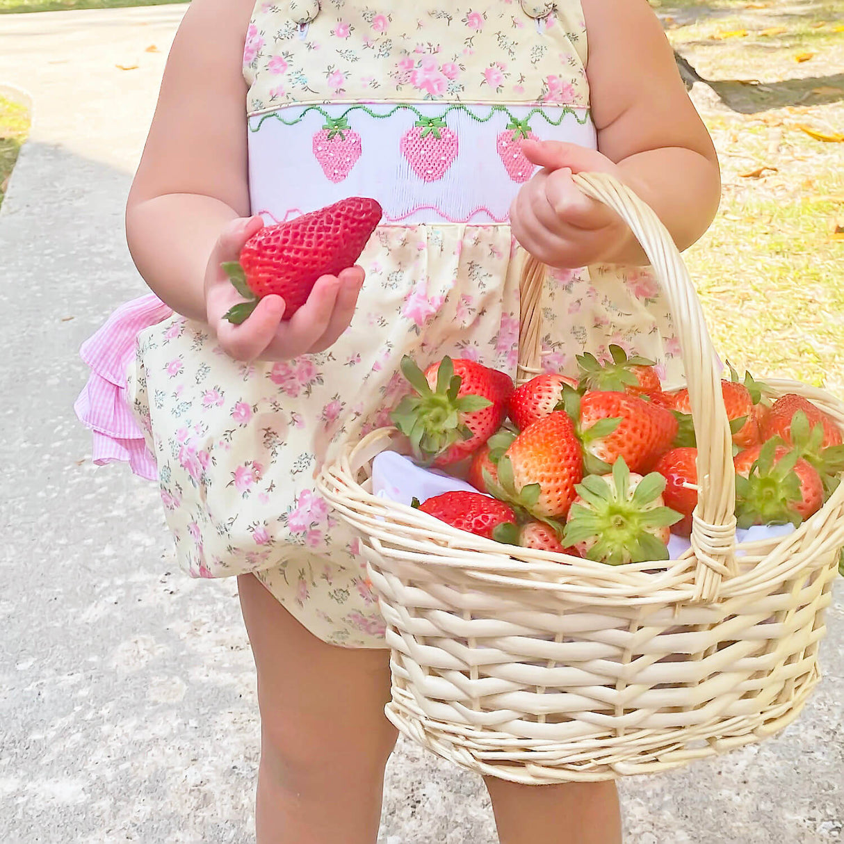 Strawberry Floral Smocked Leah Bubble