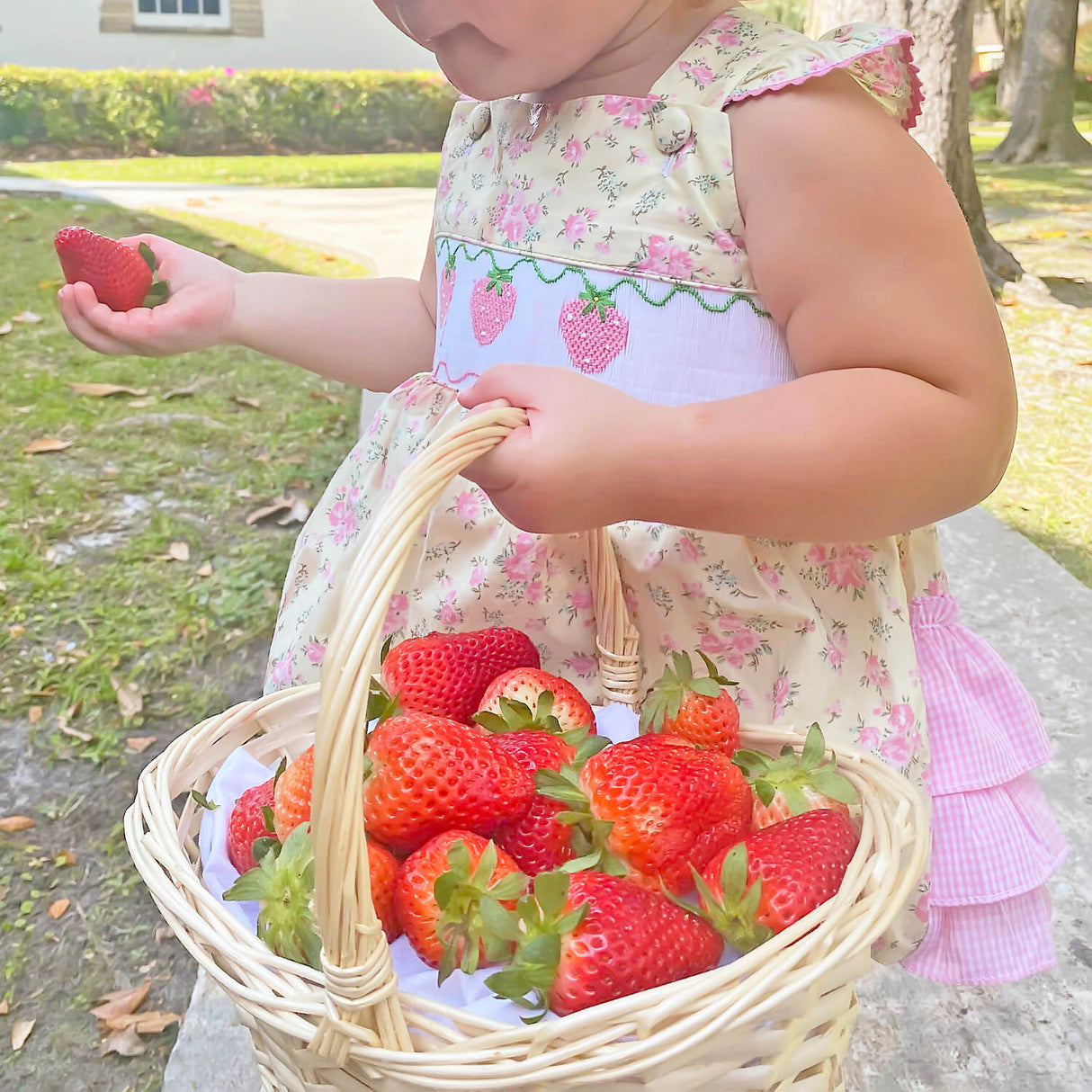 Strawberry Floral Smocked Leah Bubble