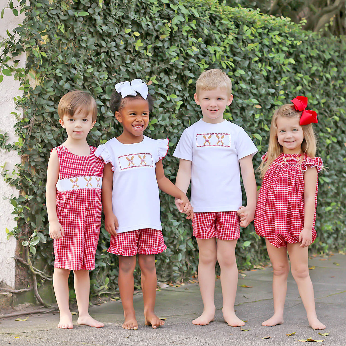 Baseball Smocked Red Plaid Boy Short Set