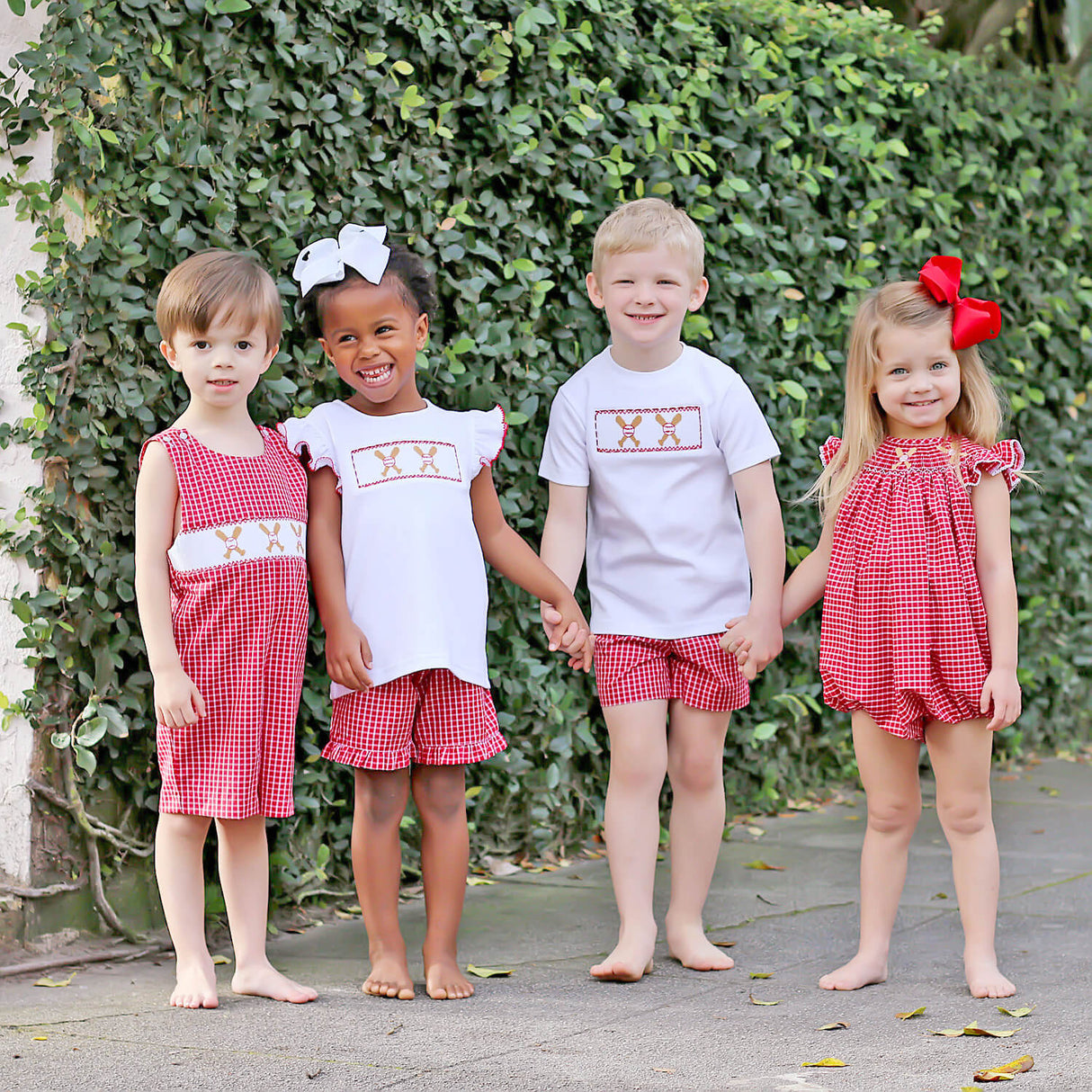 Baseball Smocked Red Plaid Bubble