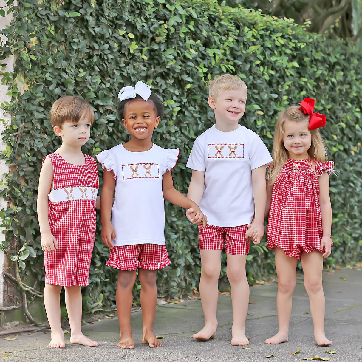 Baseball Smocked Red Plaid Boy Short Set