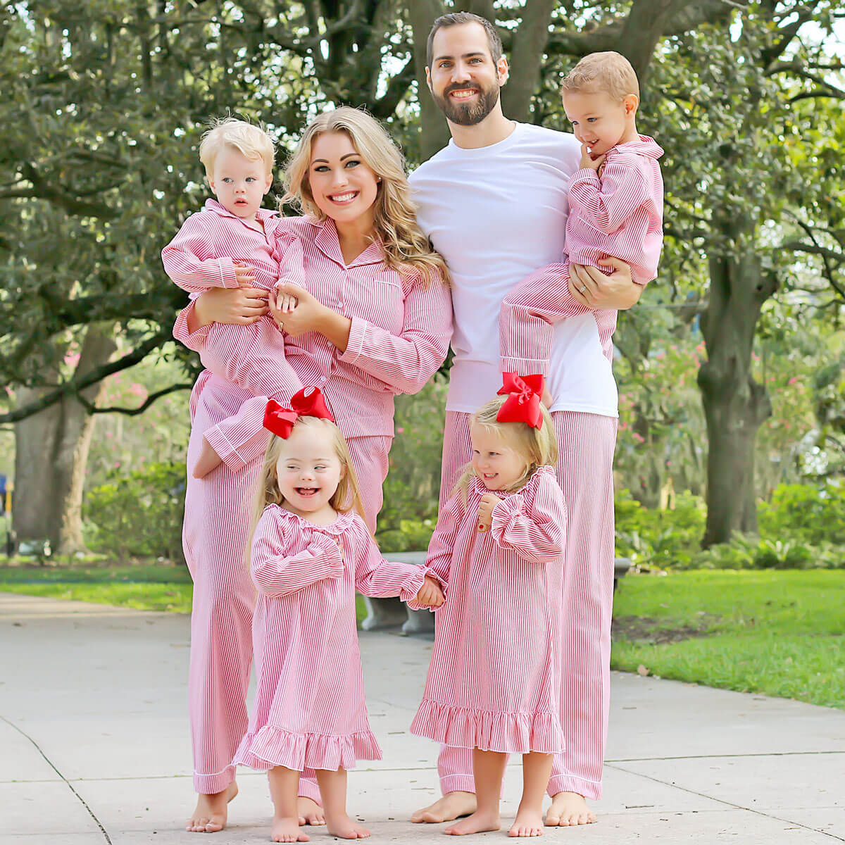 Rudolph Embroidered Red Stripe Pajamas