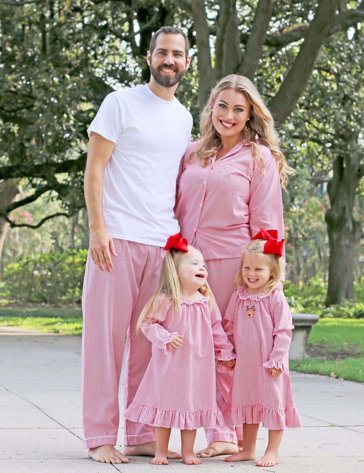 Rudolph Embroidered Red Stripe Nightgown