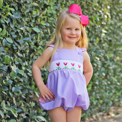 Tulips In Spring Purple Smocked Leah Bubble