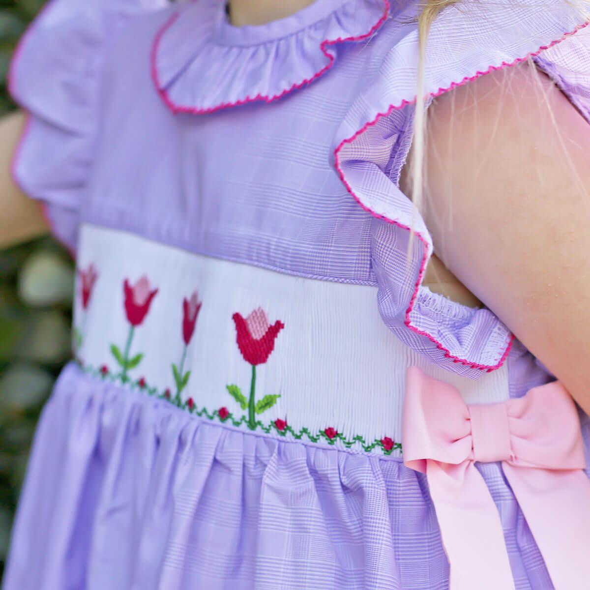 Tulips In Spring Purple Smocked Beverly Dress