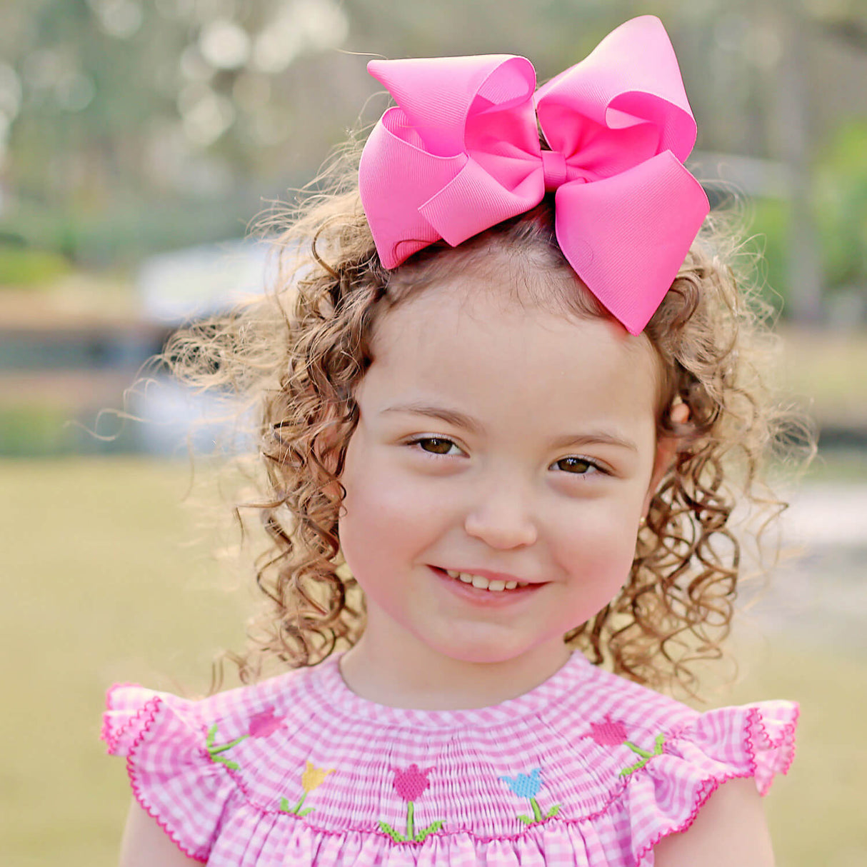 Tulip Season Pink Gingham Smocked Dress