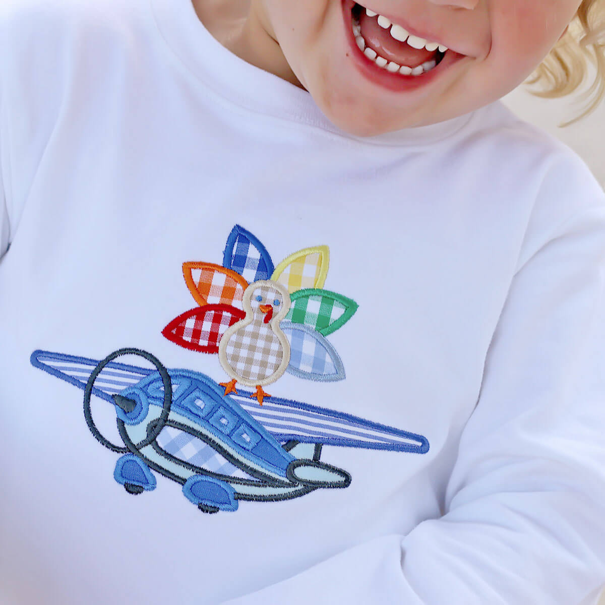 Turkey Airplane Long Sleeve White Shirt