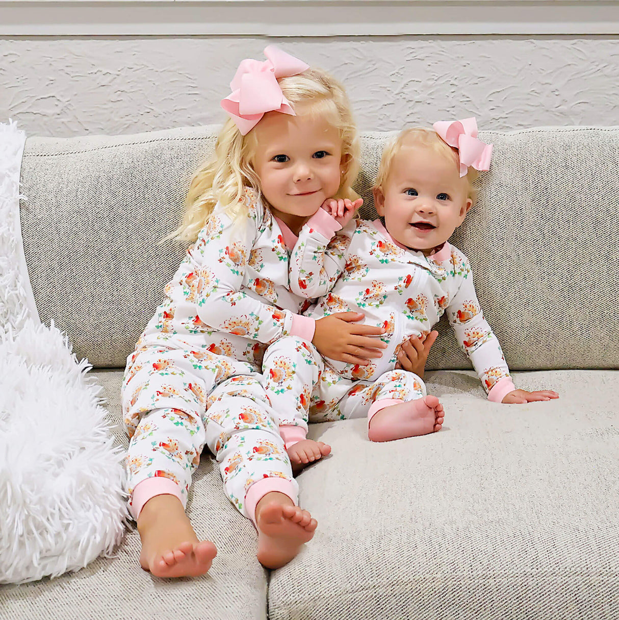 Feathery Turkey Pink Zip Sleeper