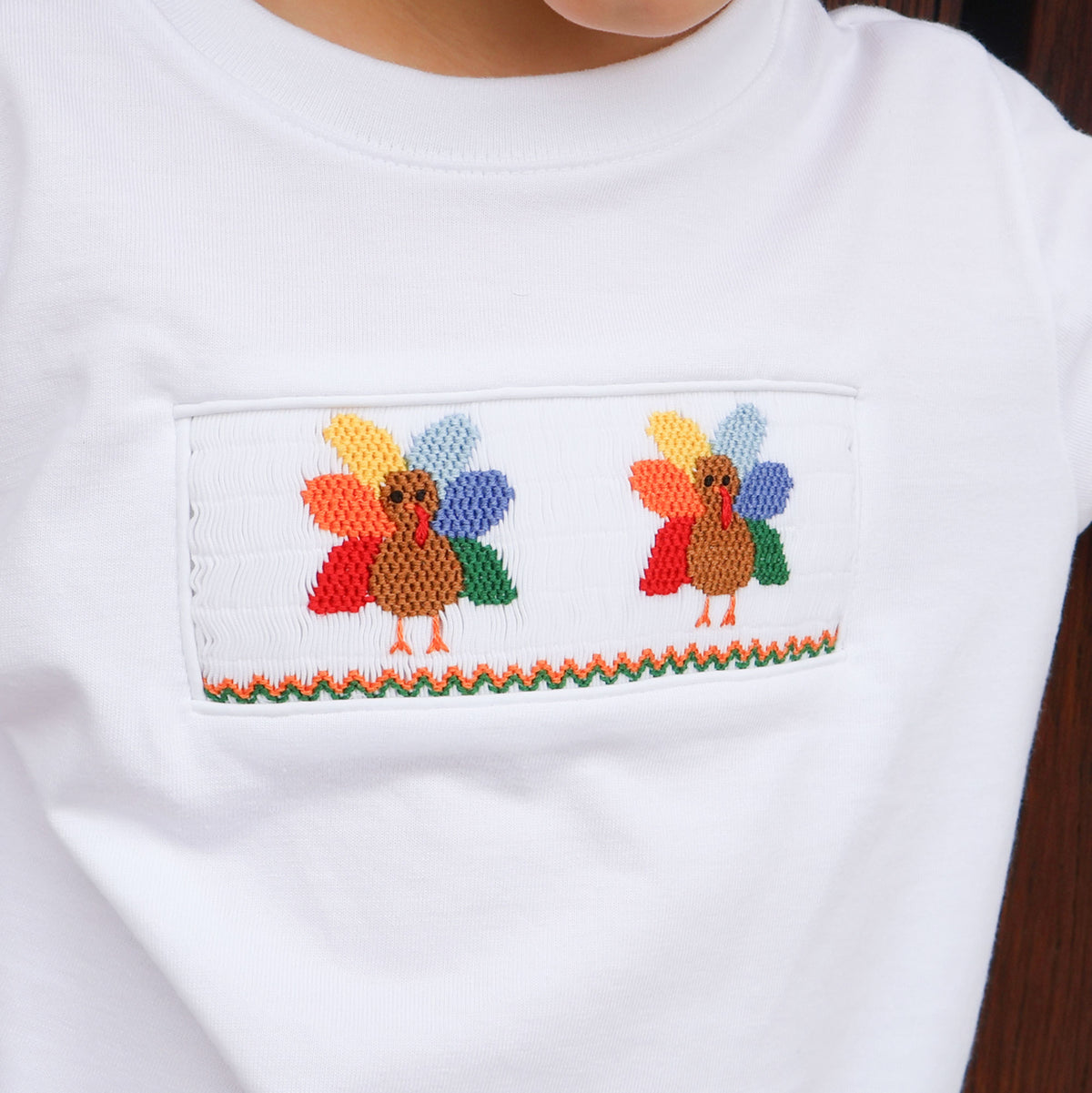 Fall Turkey Smocked Green Windowpane Pant Set