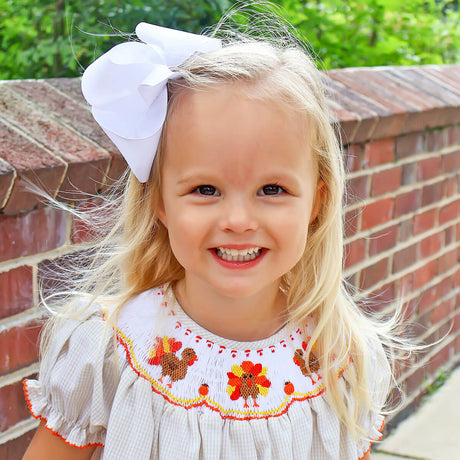 Smocked Turkey Khaki Gingham Bishop Dress