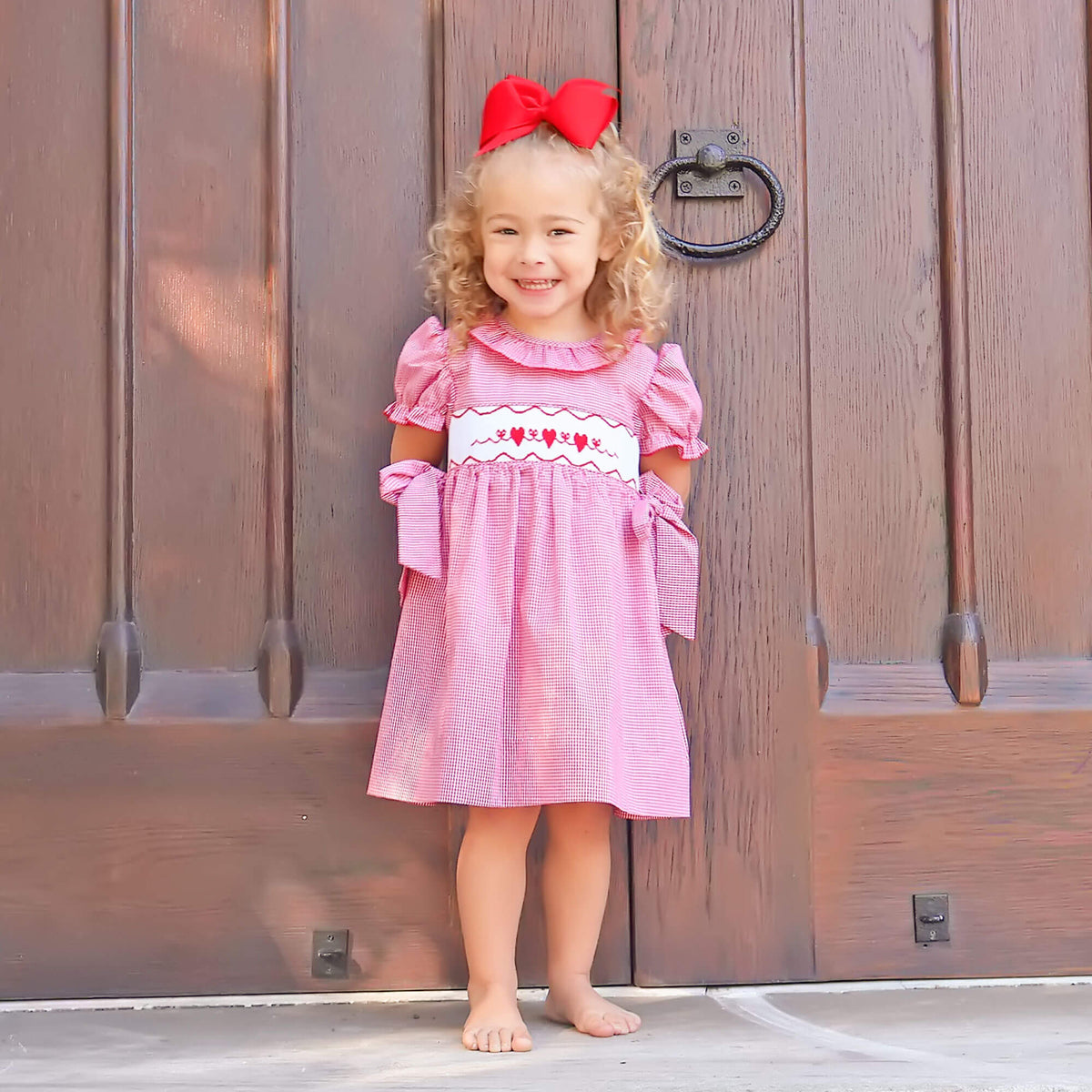 Enchanted Valentine Red Smocked Beverly Dress – Classic Whimsy