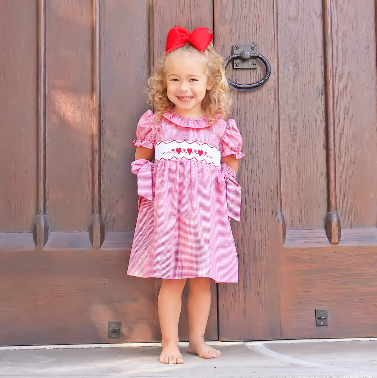 Enchanted Valentine Red Smocked Beverly Dress