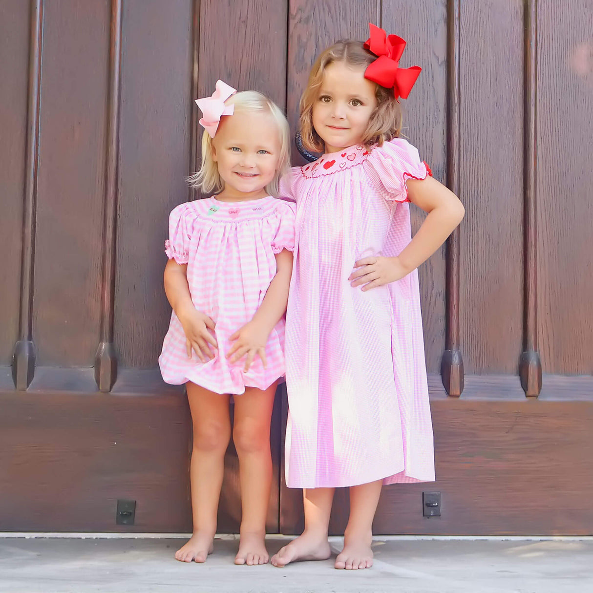 Pink and Red Hearts Smocked Bishop Dress