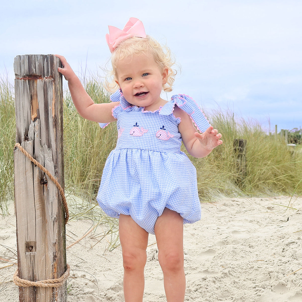 Ocean Whale Light Blue Gingham Aurora Bubble