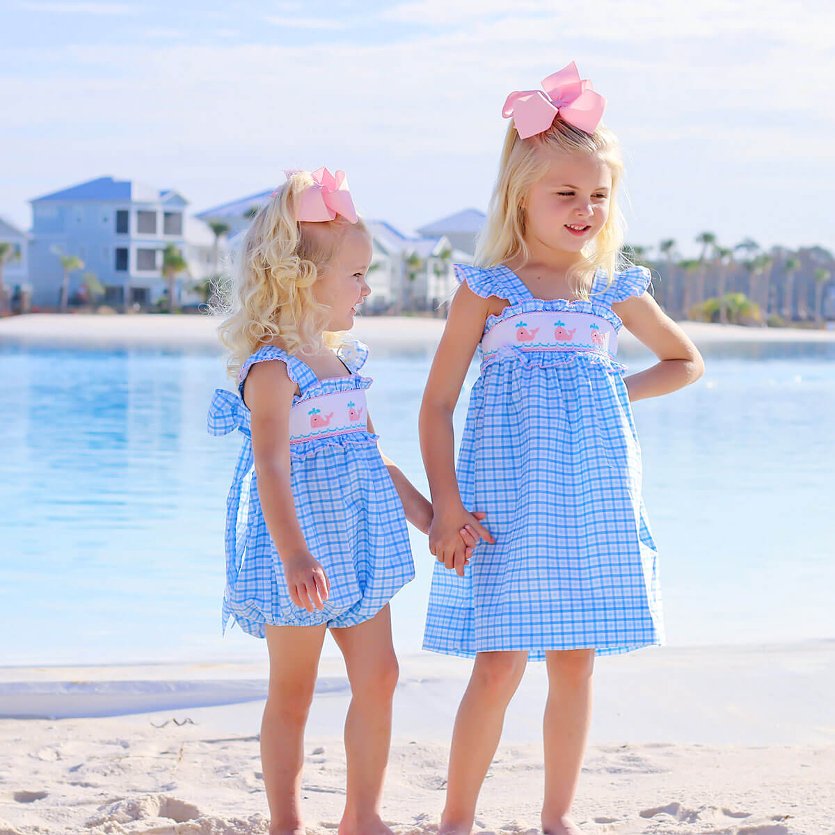 Happy Whale Blue Smocked Amy Dress