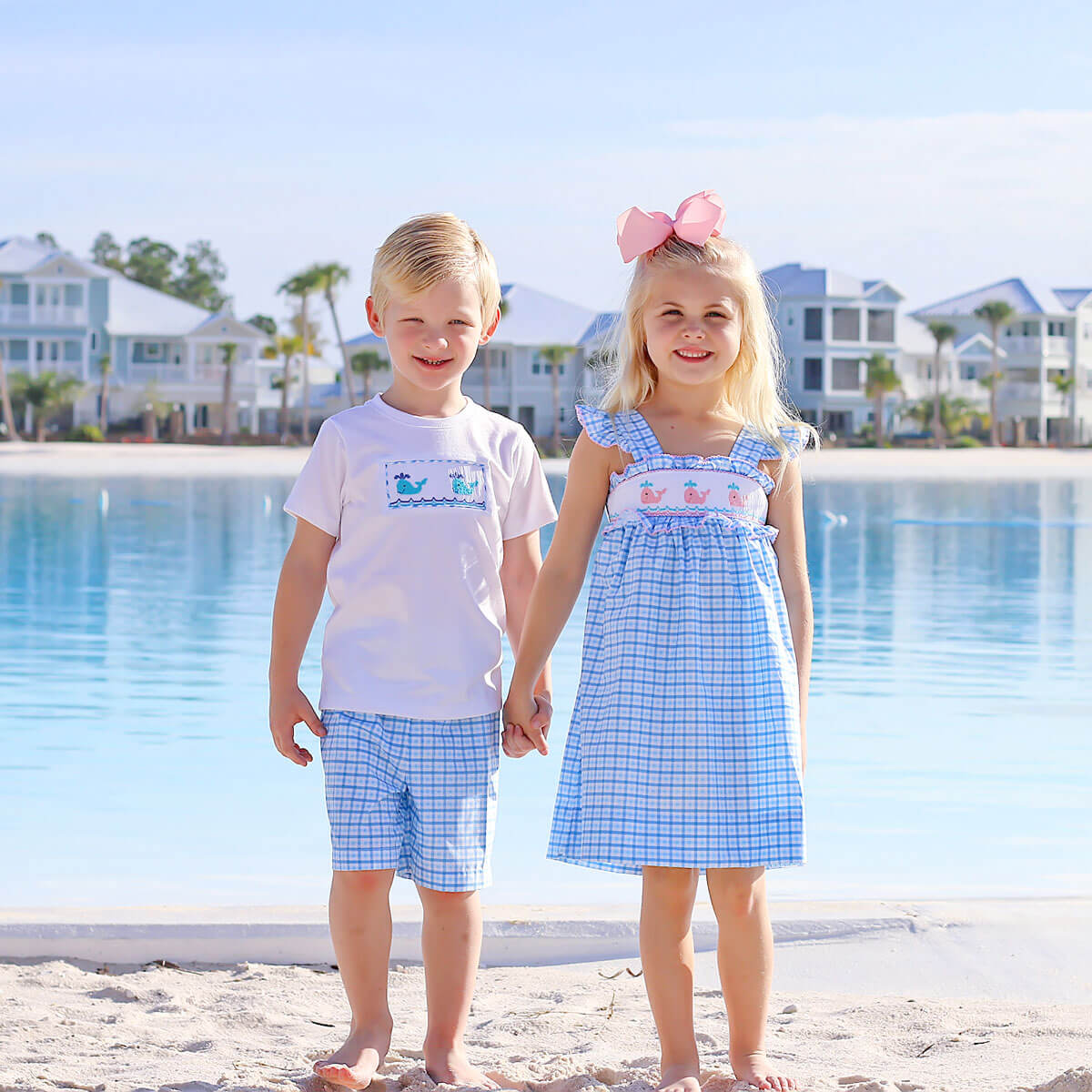 Happy Whale Blue Smocked Amy Dress