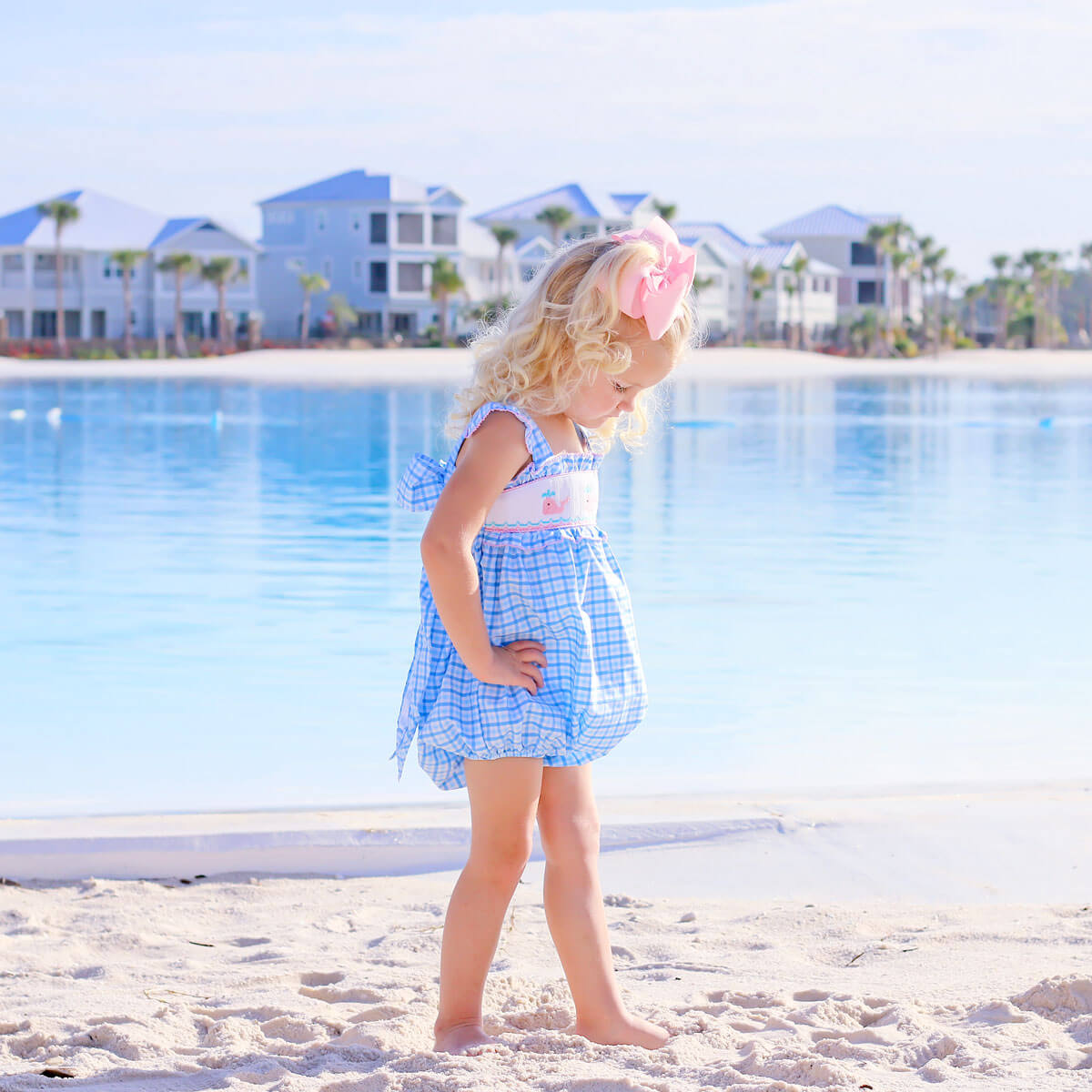 Happy Whale Blue Smocked Amy Bubble