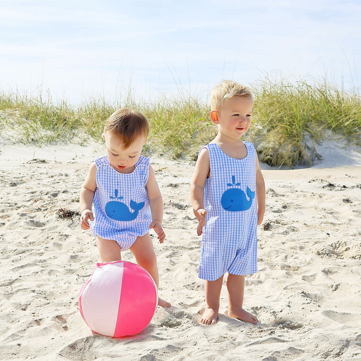 Cute Whale Blue Gingham Jon Jon