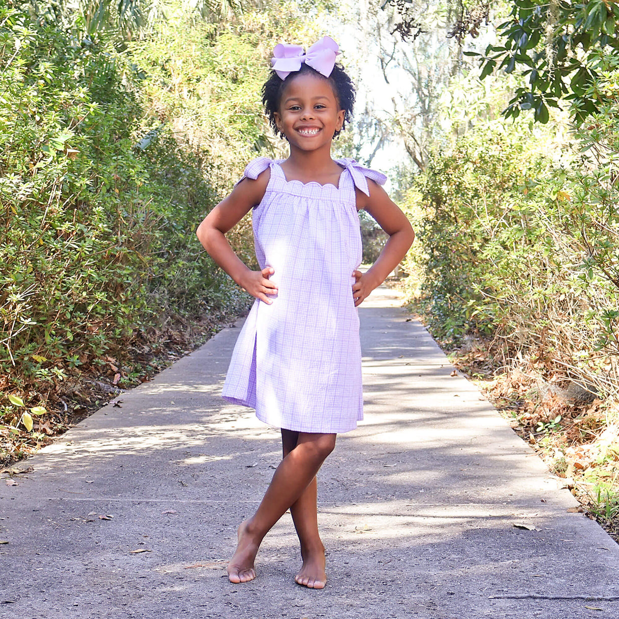 Purple Plaid Seersucker Tie Strap Dress