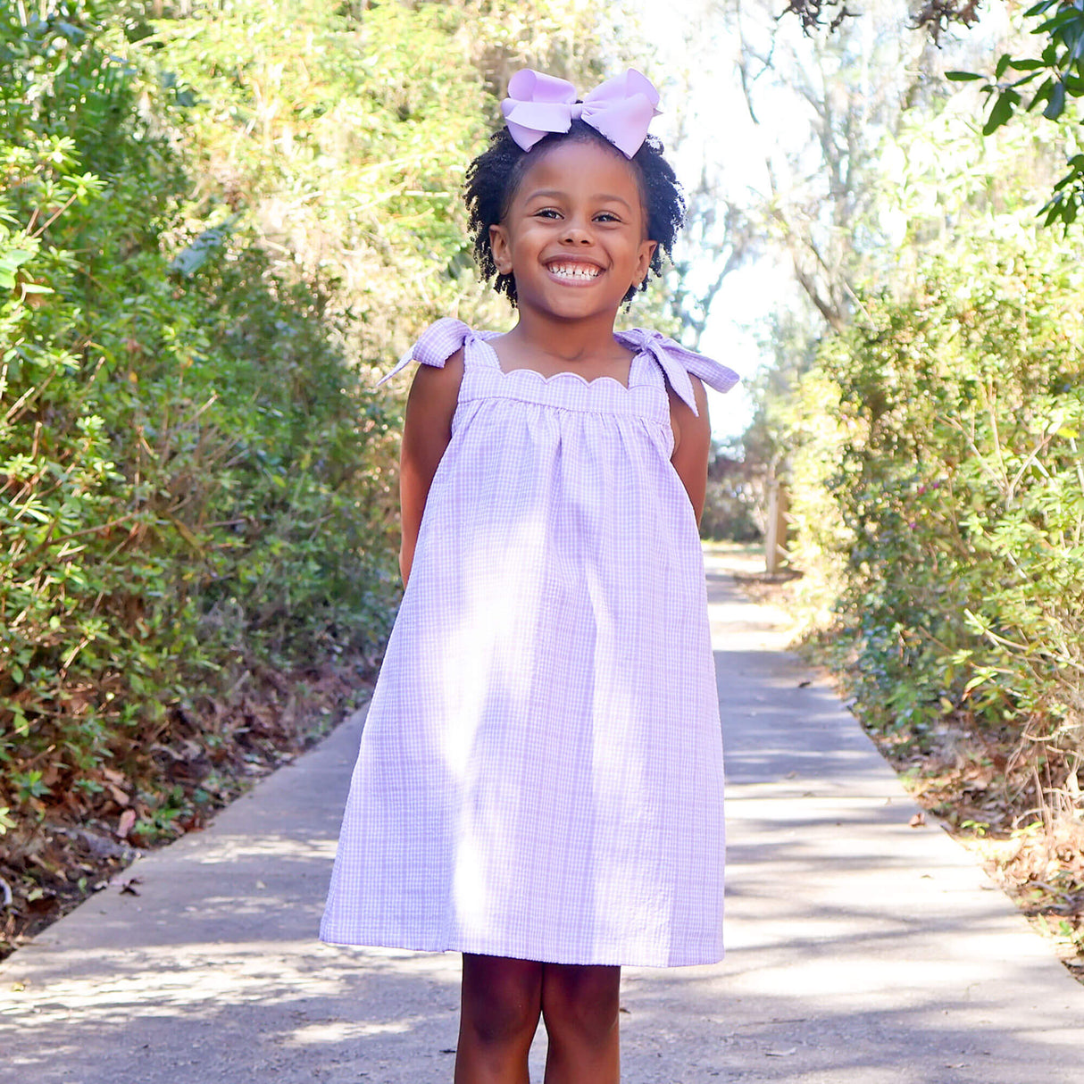 Purple Plaid Seersucker Tie Strap Dress