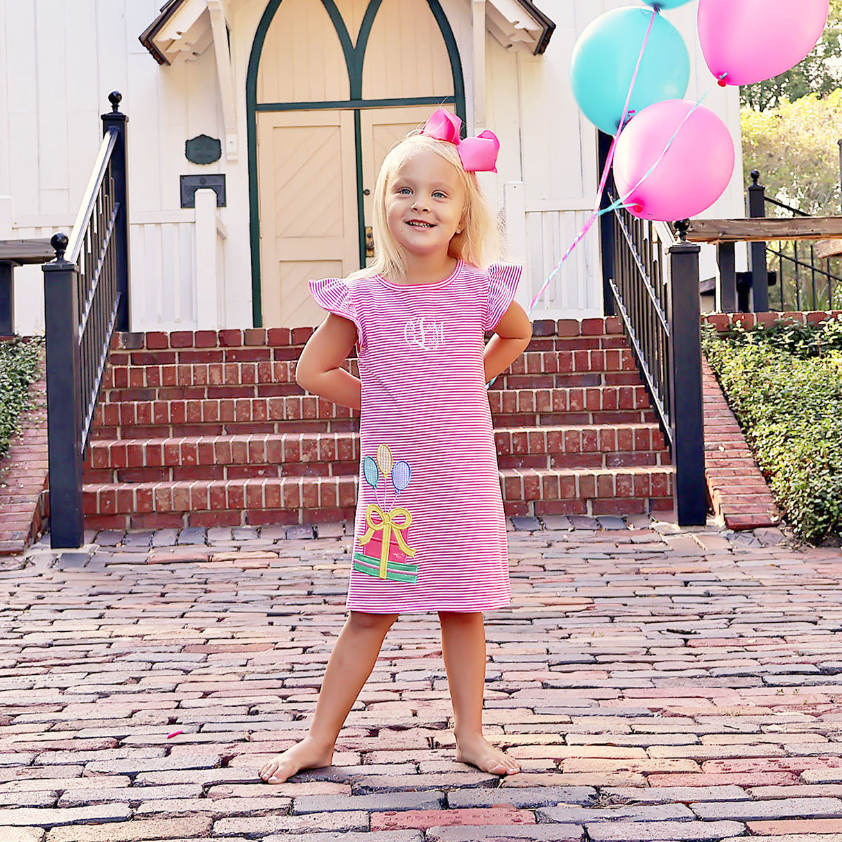 Birthday Present Pink Stripe Milly Dress