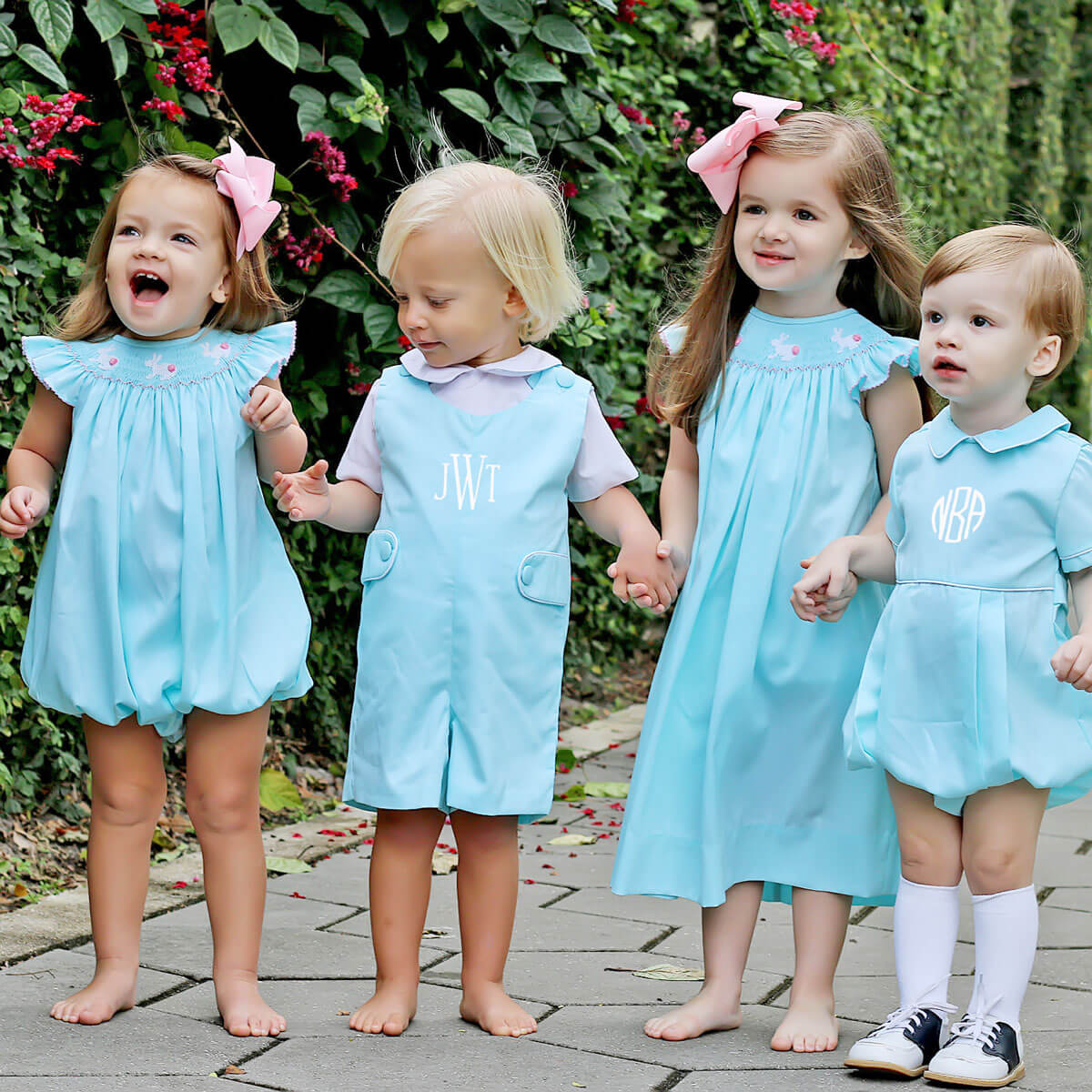 Bunny Love Mint Smocked Bubble