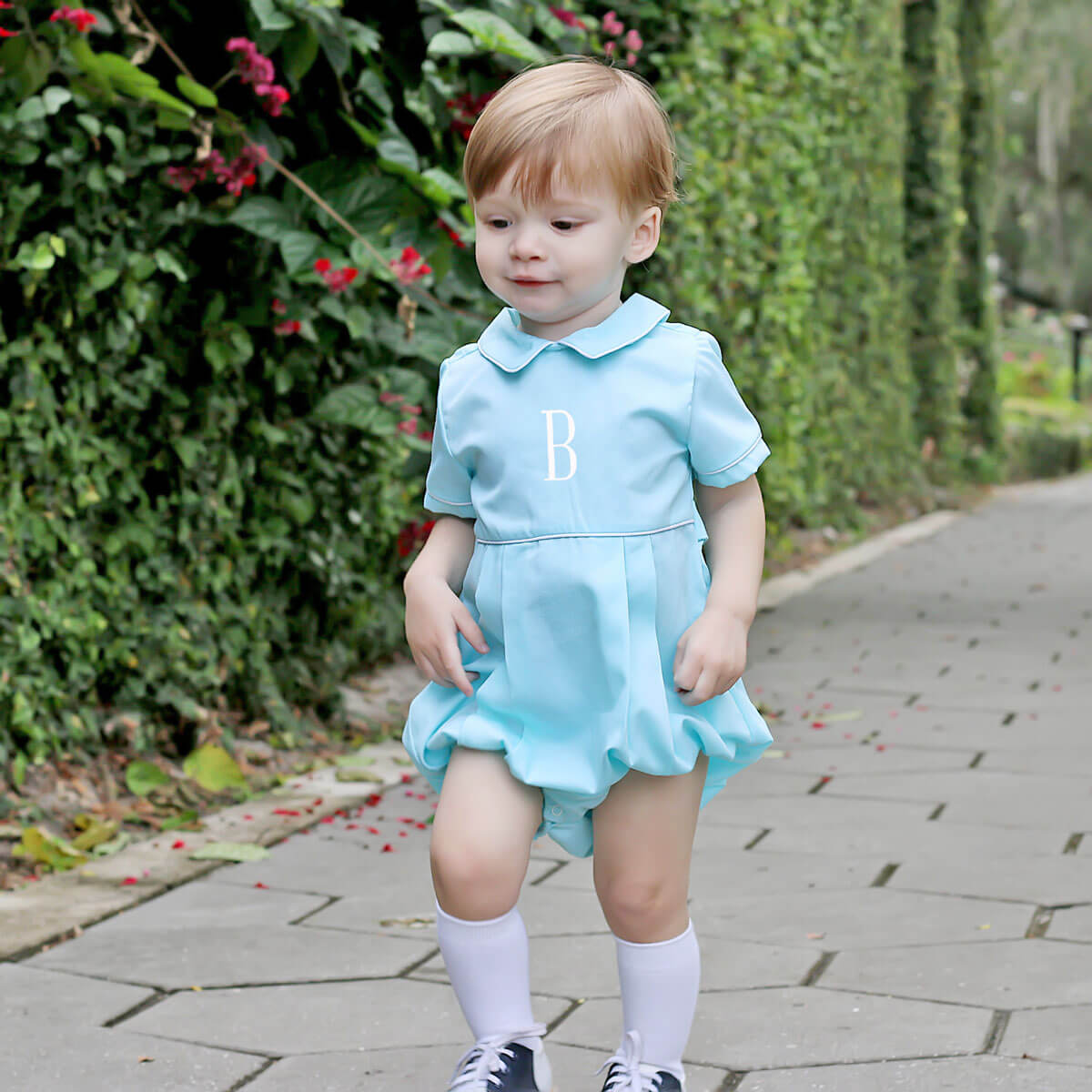 Mint Pique Collared Boy Bubble