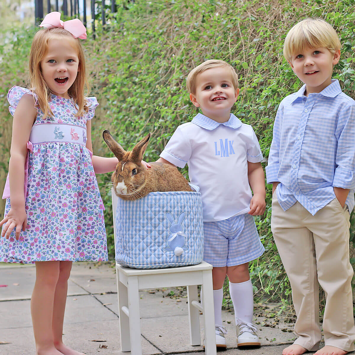 Springtime Floral Bunny Smocked Beverly Dress