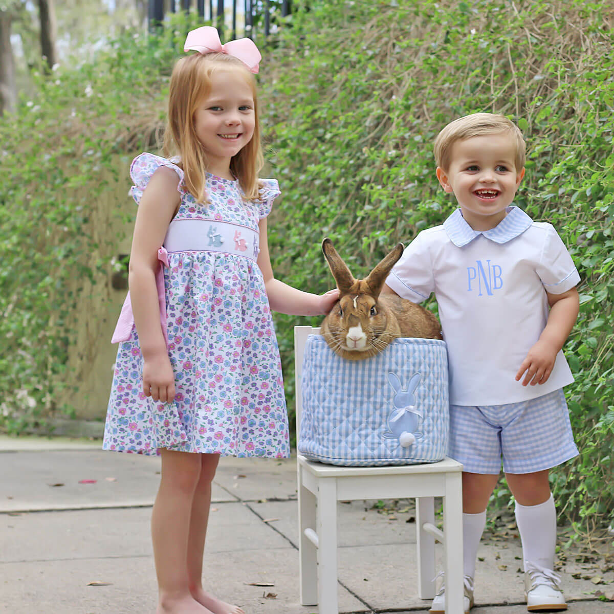 Springtime Floral Bunny Smocked Beverly Dress