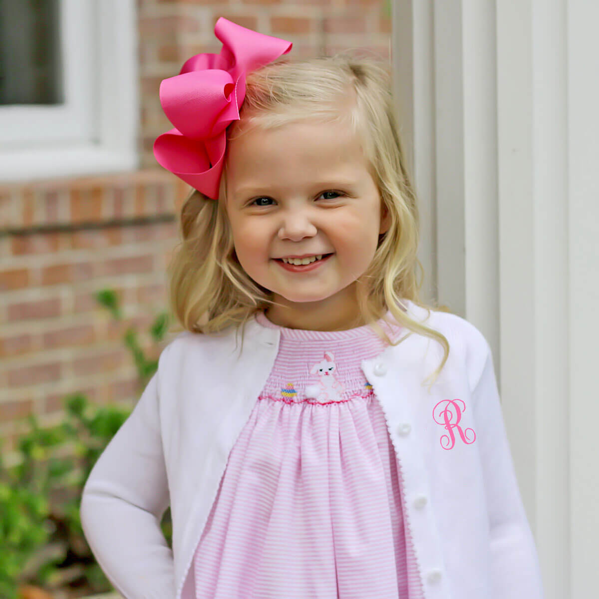 Easter Fun Pink Stripe Smocked Dress