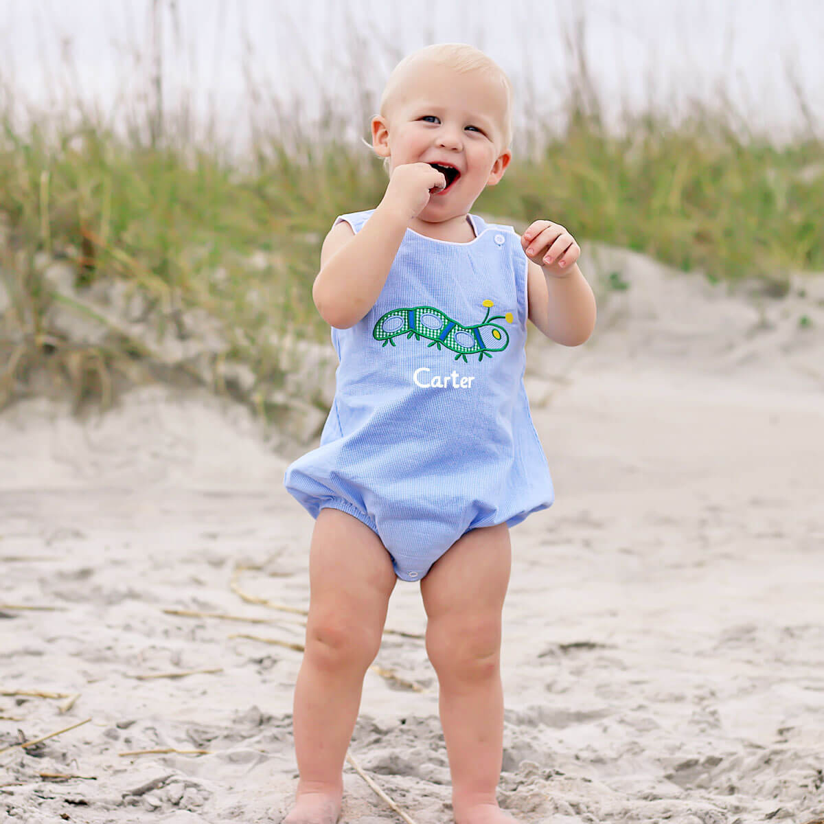 Spring Caterpillar Blue Gingham Sun Bubble