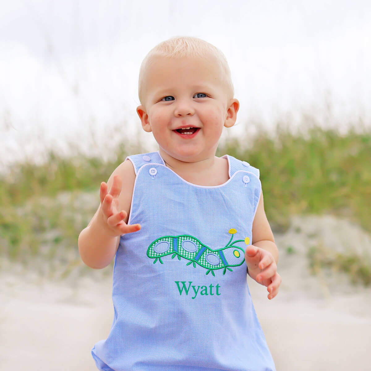 Spring Caterpillar Blue Gingham Sun Bubble