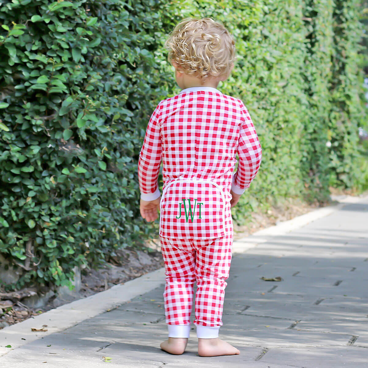 Red Gingham Knit Zip Sleeper