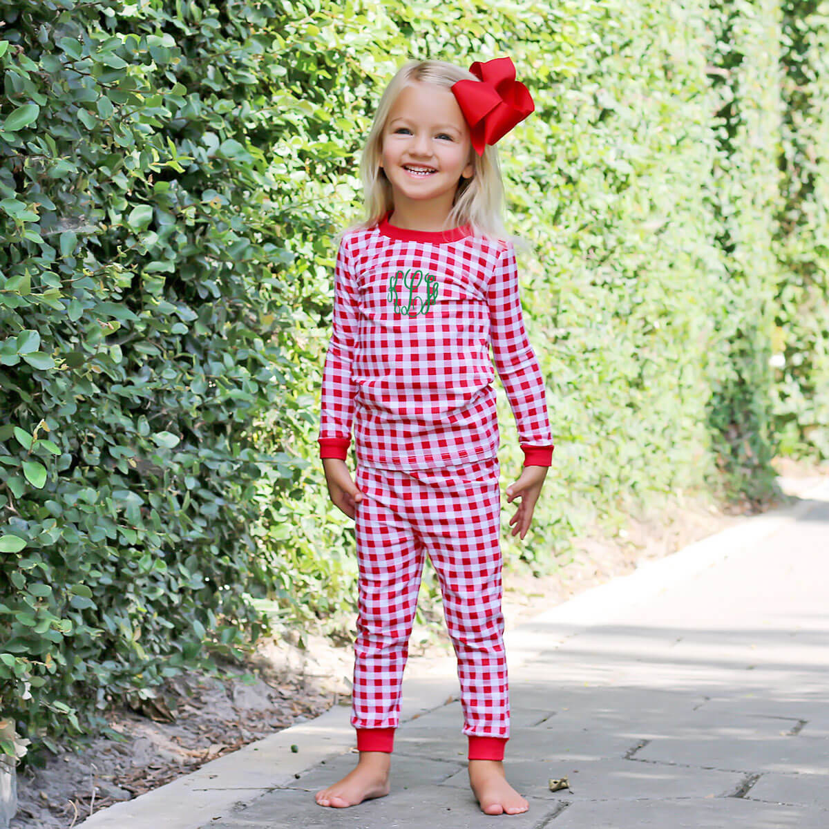 Red Gingham Knit Pajamas