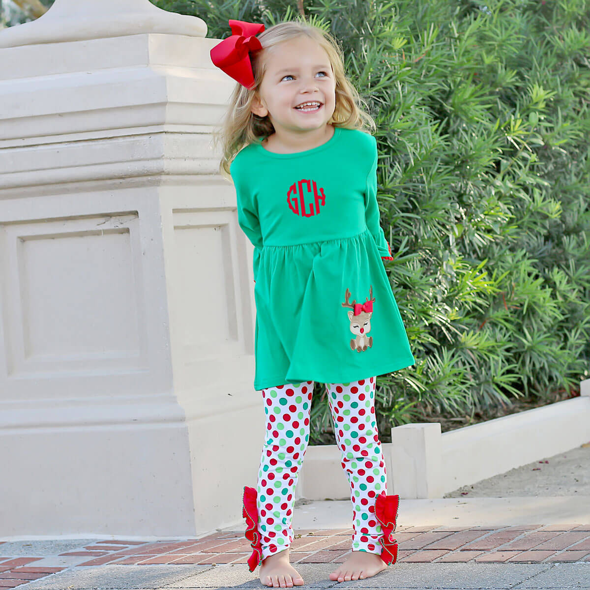 Dashing Reindeer Polka Dot Sophia Legging Set