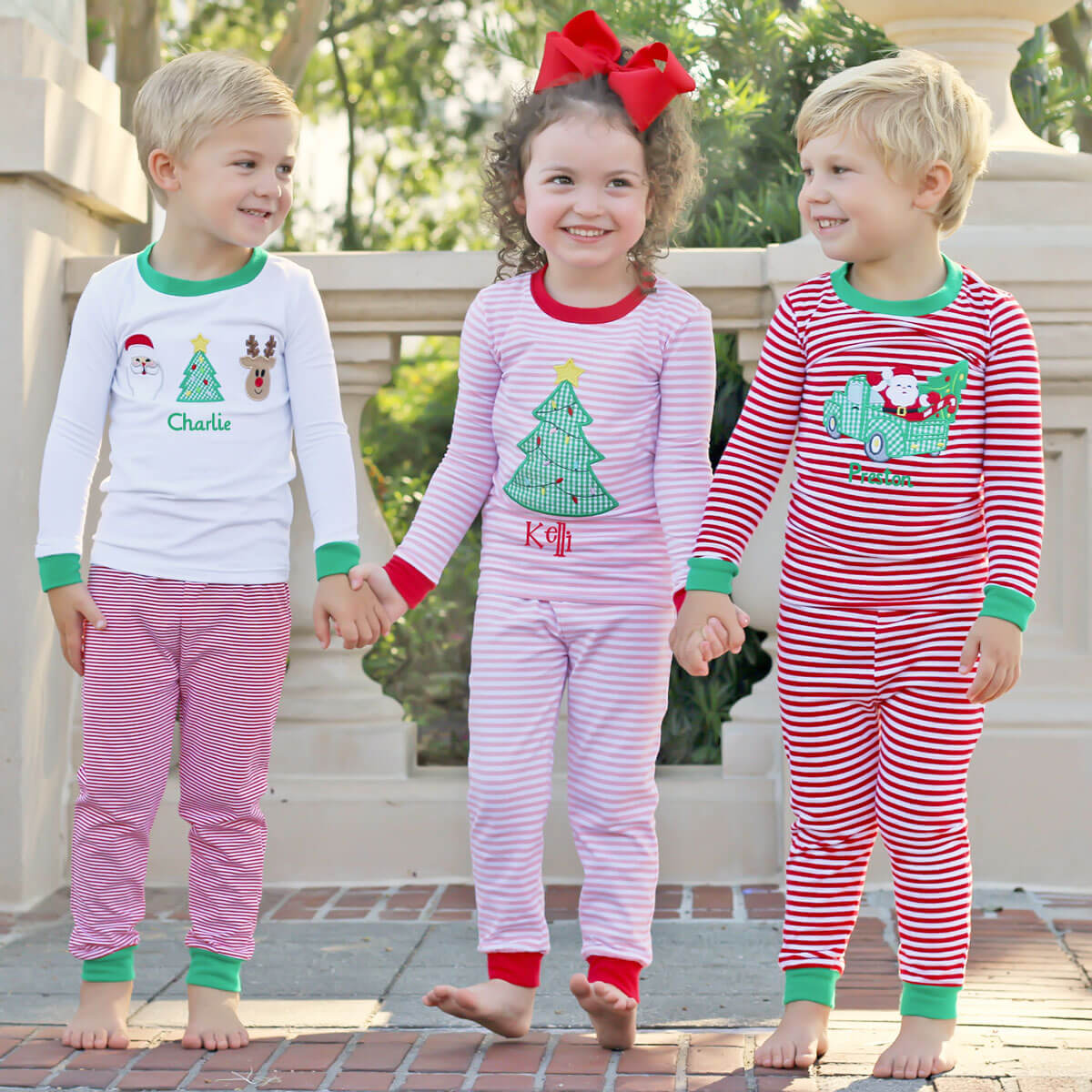 Christmas Tree Pajamas Pink Stripe