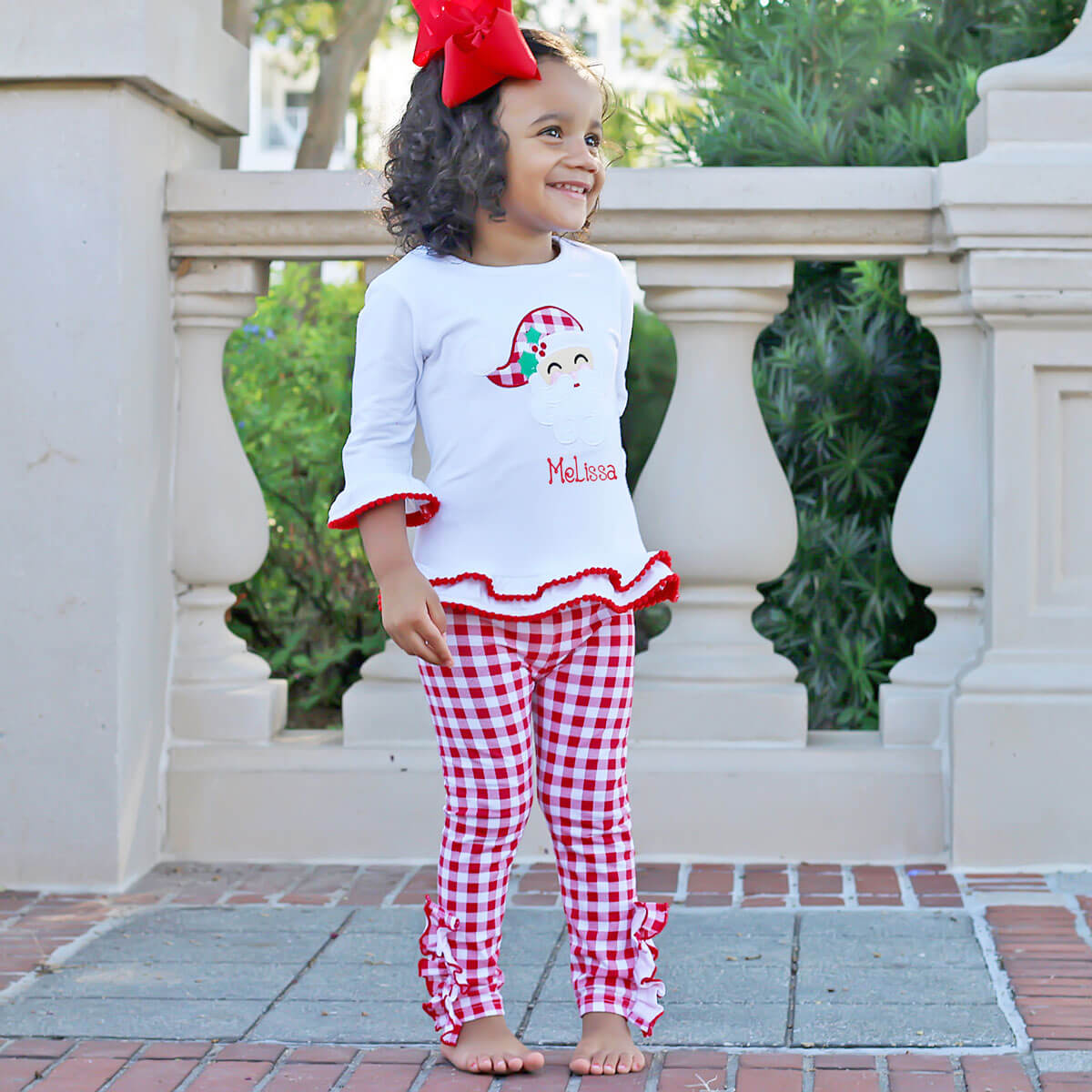 Happy Santa Red Gingham Milly Legging Set
