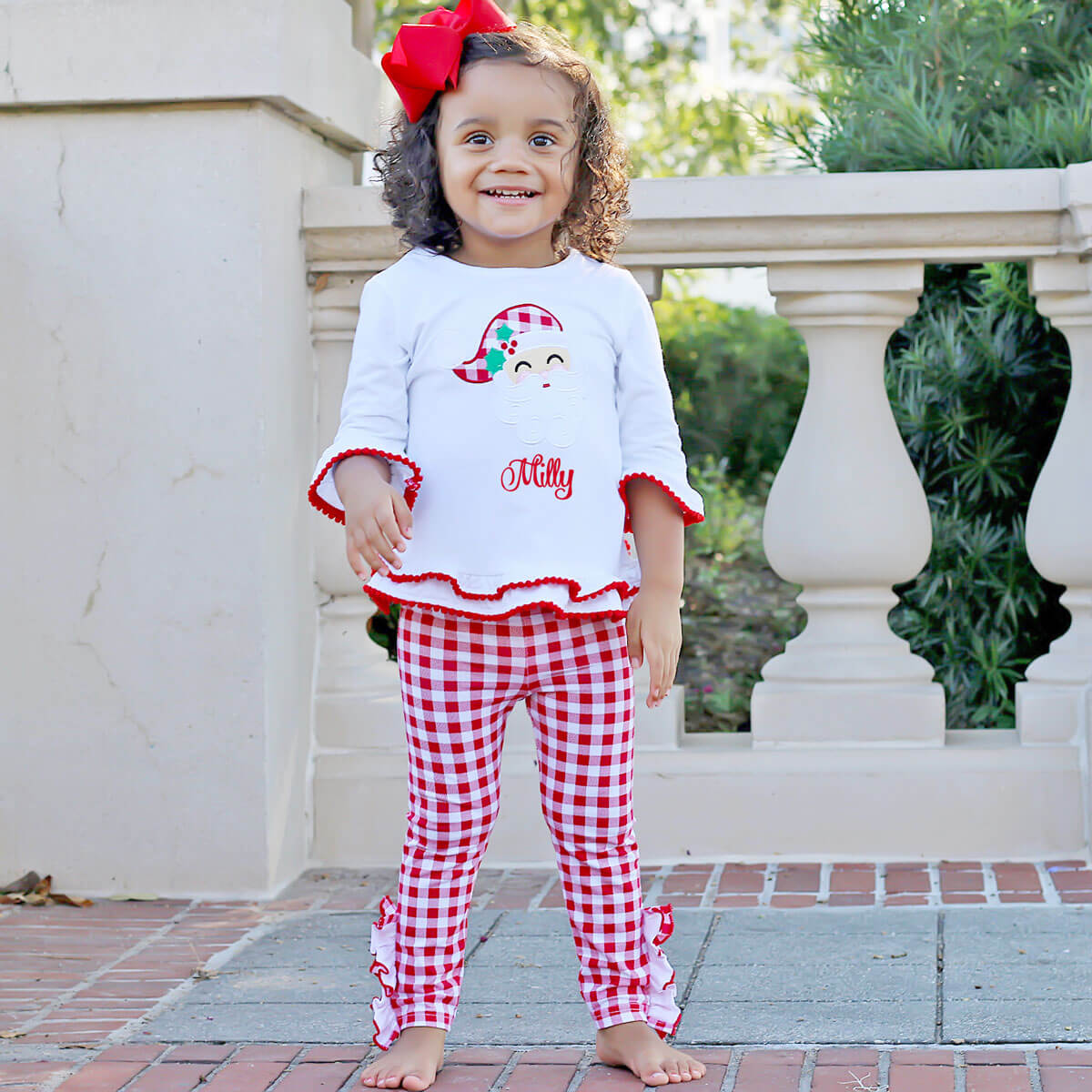 Happy Santa Red Gingham Milly Legging Set